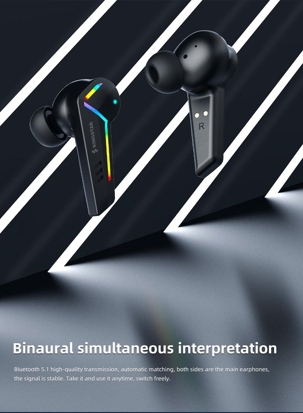 Gaming Headsets Wireless Earphones Low Latency Bluetooth Headphone Sports Noise Cancelling Earbuds With Mic Sports Headphones Wireless Bluetooth Headphones With Microphone 5H Playtime Wireless Running Earbuds - Black Girl Golf