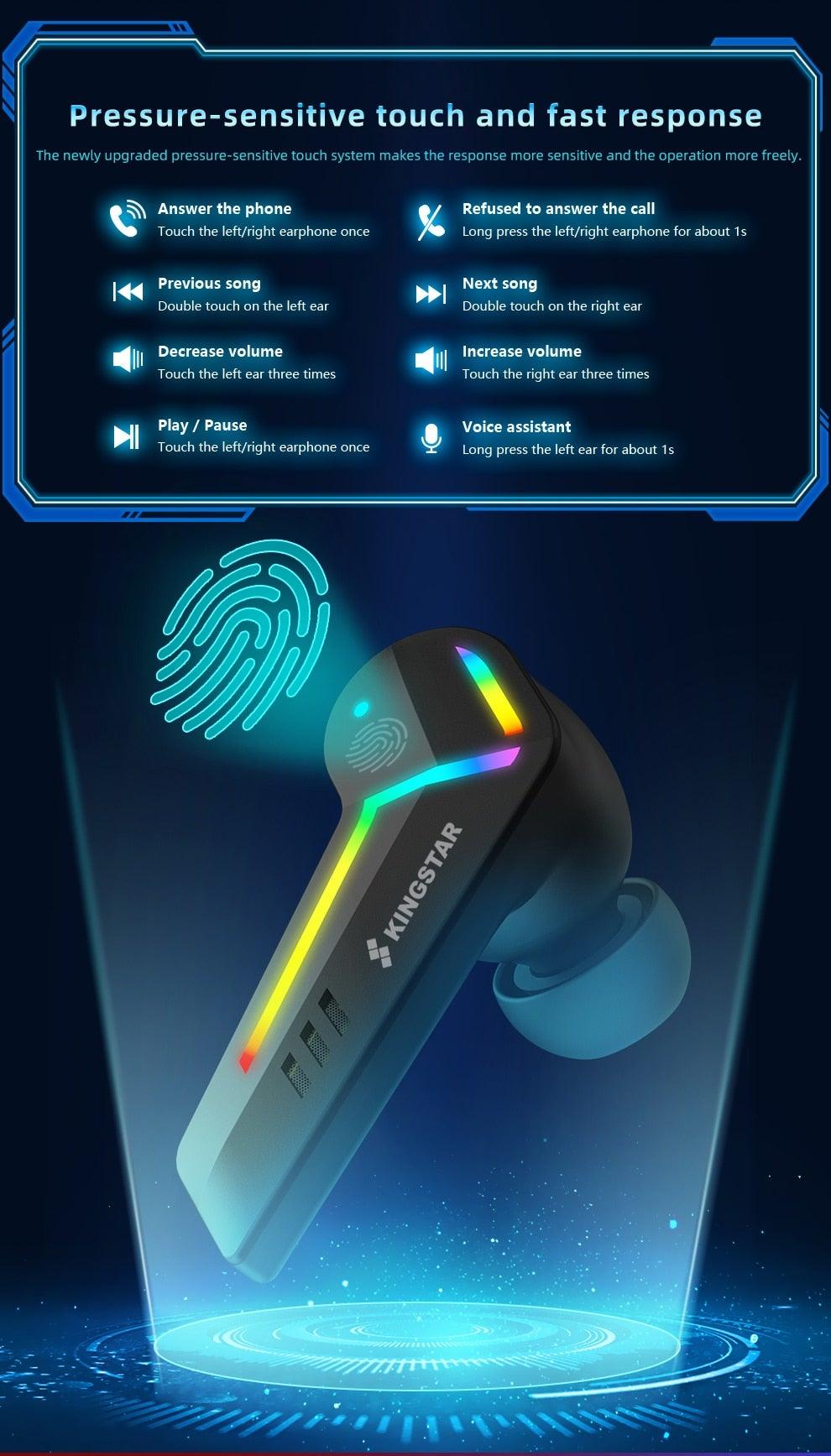 Gaming Headsets Wireless Earphones Low Latency Bluetooth Headphone Sports Noise Cancelling Earbuds With Mic Sports Headphones Wireless Bluetooth Headphones With Microphone 5H Playtime Wireless Running Earbuds - Black Girl Golf