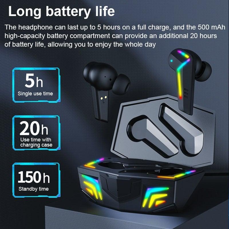 Gaming Headsets Wireless Earphones Low Latency Bluetooth Headphone Sports Noise Cancelling Earbuds With Mic Sports Headphones Wireless Bluetooth Headphones With Microphone 5H Playtime Wireless Running Earbuds - Black Girl Golf