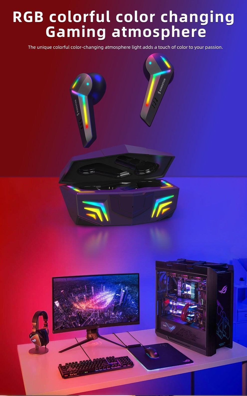 Gaming Headsets Wireless Earphones Low Latency Bluetooth Headphone Sports Noise Cancelling Earbuds With Mic Sports Headphones Wireless Bluetooth Headphones With Microphone 5H Playtime Wireless Running Earbuds - Black Girl Golf