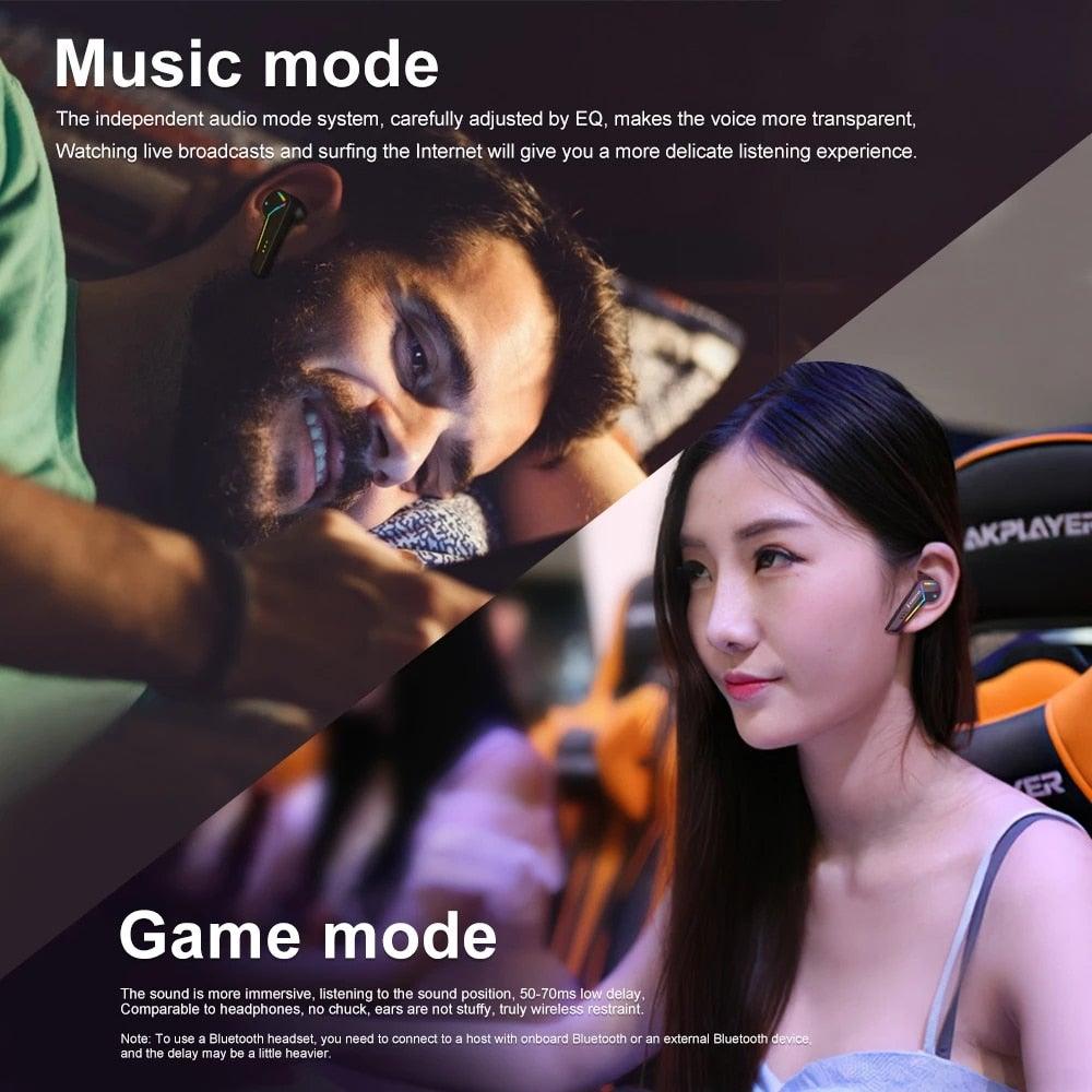 Gaming Headsets Wireless Earphones Low Latency Bluetooth Headphone Sports Noise Cancelling Earbuds With Mic Sports Headphones Wireless Bluetooth Headphones With Microphone 5H Playtime Wireless Running Earbuds - Black Girl Golf
