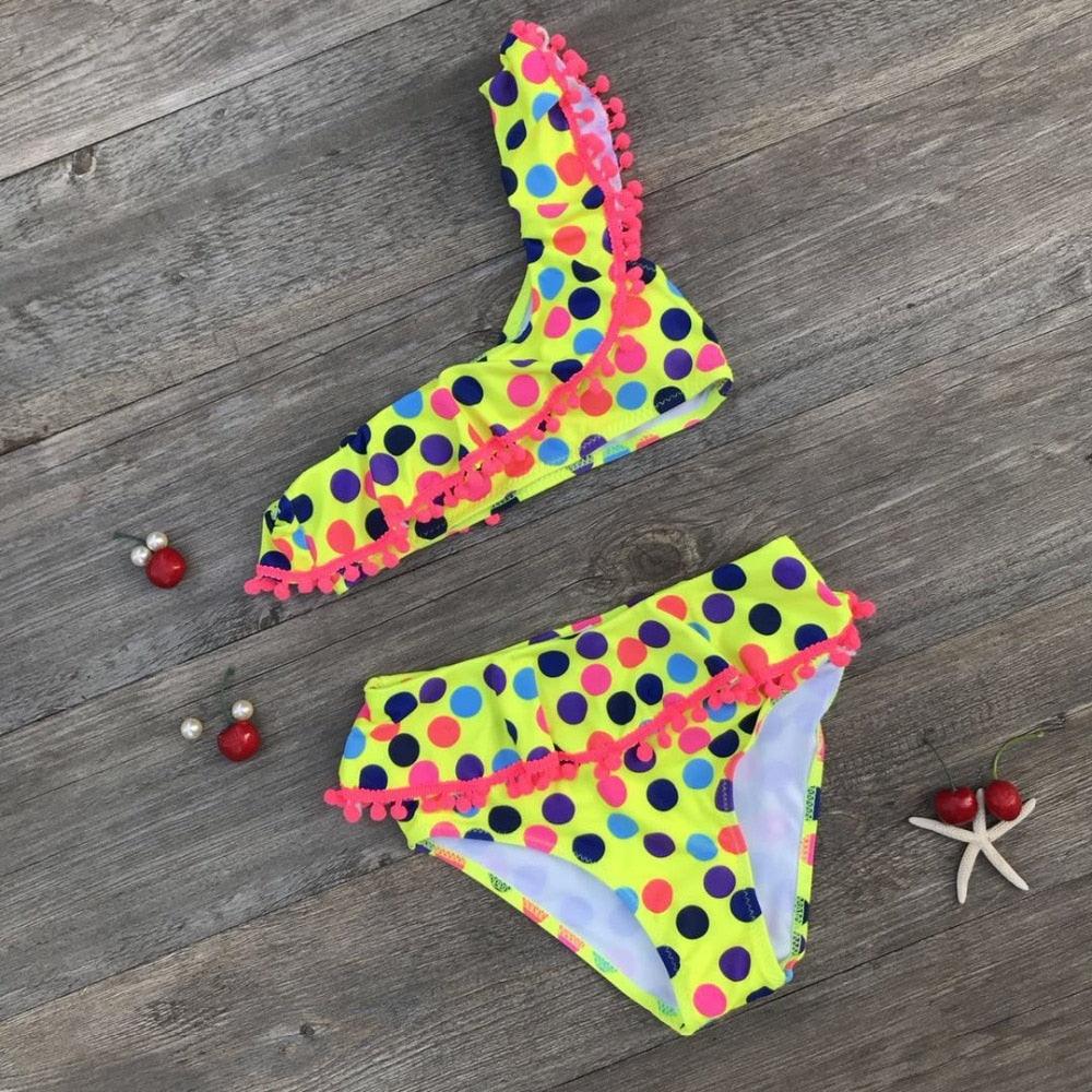 Girls Split Swimsuits Cute Shoulder Swimsuit Toddler Baby Girls 2 Piece Swimsuit Kids Bathing Beach Sun Suit Children Swimwear Bikini Set Girl Swimming Clothes Kids Bathing Suit Beachwear For Summer - Black Girl Golf