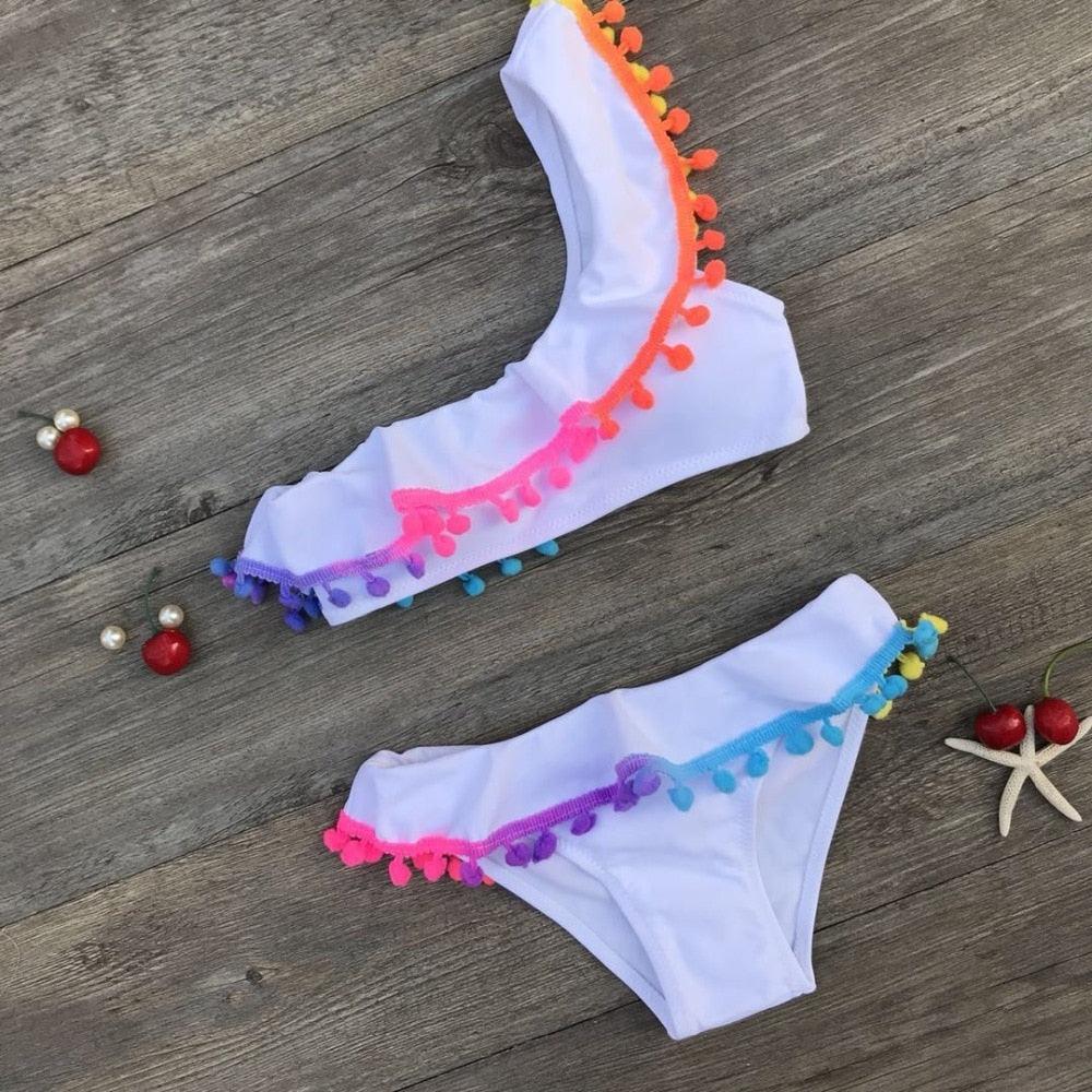 Girls Split Swimsuits Cute Shoulder Swimsuit Toddler Baby Girls 2 Piece Swimsuit Kids Bathing Beach Sun Suit Children Swimwear Bikini Set Girl Swimming Clothes Kids Bathing Suit Beachwear For Summer - Black Girl Golf