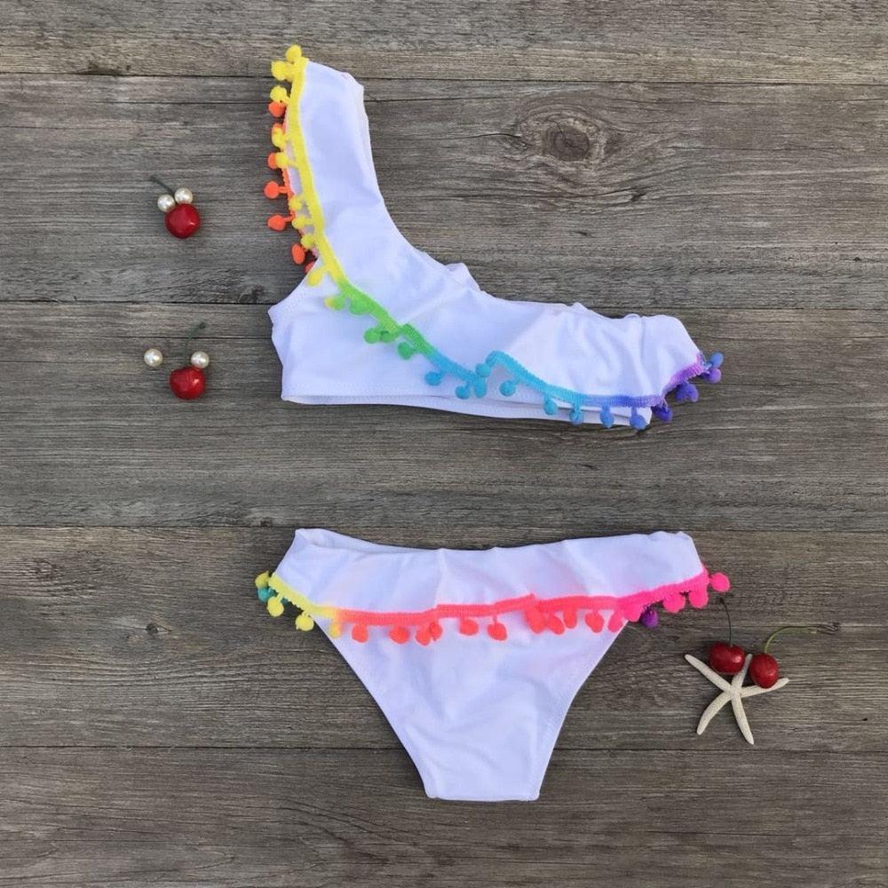 Girls Split Swimsuits Cute Shoulder Swimsuit Toddler Baby Girls 2 Piece Swimsuit Kids Bathing Beach Sun Suit Children Swimwear Bikini Set Girl Swimming Clothes Kids Bathing Suit Beachwear For Summer - Black Girl Golf