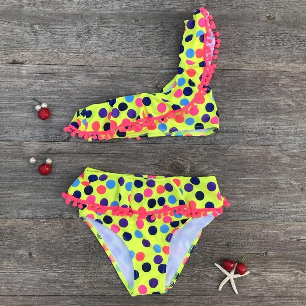 Girls Split Swimsuits Cute Shoulder Swimsuit Toddler Baby Girls 2 Piece Swimsuit Kids Bathing Beach Sun Suit Children Swimwear Bikini Set Girl Swimming Clothes Kids Bathing Suit Beachwear For Summer - Black Girl Golf