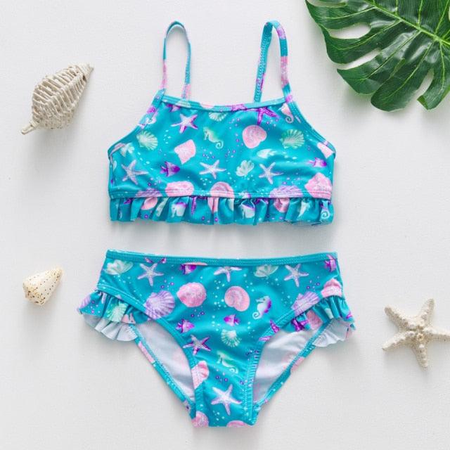 Girls Swimsuit High quality Girls swimwear Two pieces Kids Bikini Set Swimming Suit For Children Girls Swimsuit Flounce Bikini Set 2 Piece Swimwear Watermelon Ruffle Bathing Suits - Black Girl Golf