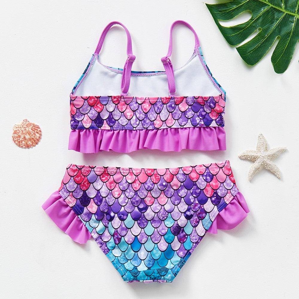 Girls Swimsuit High quality Girls swimwear Two pieces Kids Bikini Set Swimming Suit For Children Girls Swimsuit Flounce Bikini Set 2 Piece Swimwear Watermelon Ruffle Bathing Suits - Black Girl Golf