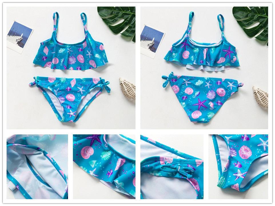 Girls Swimsuit High quality Girls swimwear Two pieces Kids Bikini Set Swimming Suit For Children Girls Swimsuit Flounce Bikini Set 2 Piece Swimwear Watermelon Ruffle Bathing Suits - Black Girl Golf