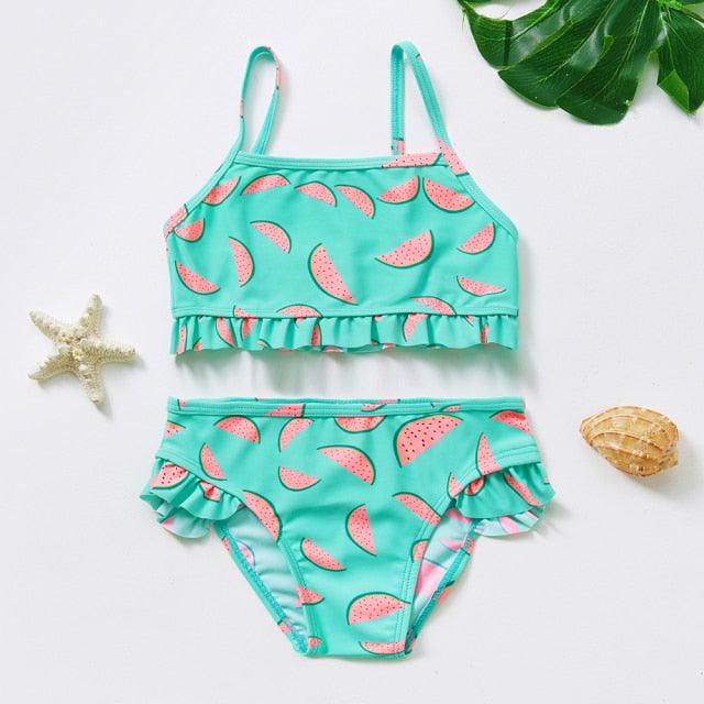 Girls Swimsuit High quality Girls swimwear Two pieces Kids Bikini Set Swimming Suit For Children Girls Swimsuit Flounce Bikini Set 2 Piece Swimwear Watermelon Ruffle Bathing Suits - Black Girl Golf