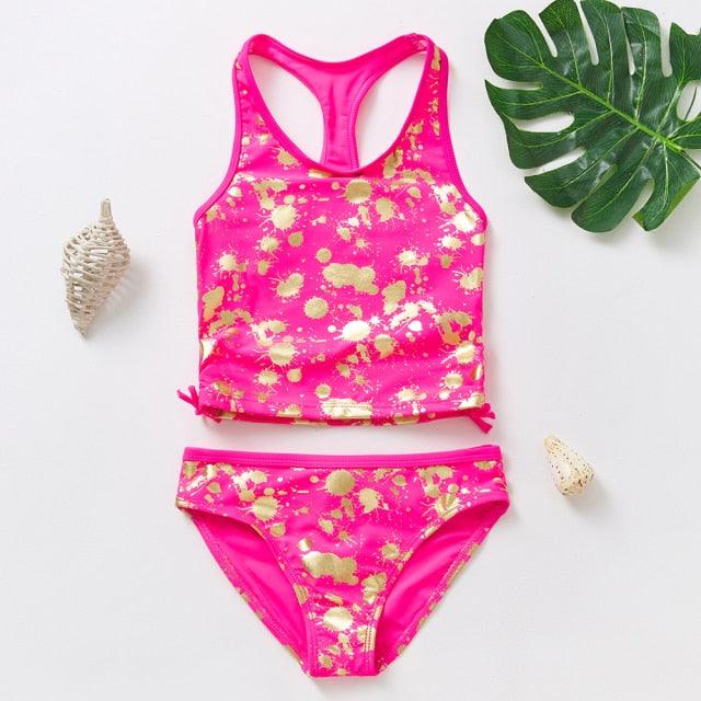 Girls Swimsuit High quality Girls swimwear Two pieces Kids Bikini Set Swimming Suit For Children Girls Swimsuit Flounce Bikini Set 2 Piece Swimwear Watermelon Ruffle Bathing Suits - Black Girl Golf