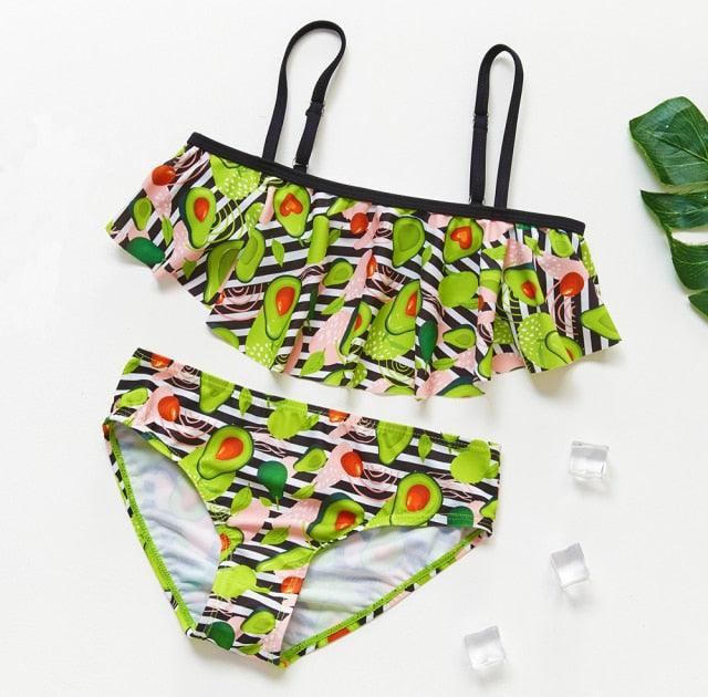 Girls Swimsuit High quality Girls swimwear Two pieces Kids Bikini Set Swimming Suit For Children Girls Swimsuit Flounce Bikini Set 2 Piece Swimwear Watermelon Ruffle Bathing Suits - Black Girl Golf