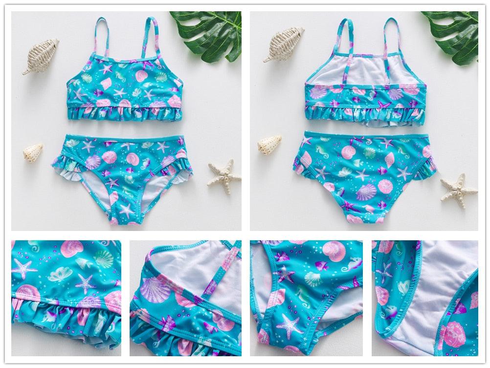 Girls Swimsuit High quality Girls swimwear Two pieces Kids Bikini Set Swimming Suit For Children Girls Swimsuit Flounce Bikini Set 2 Piece Swimwear Watermelon Ruffle Bathing Suits - Black Girl Golf