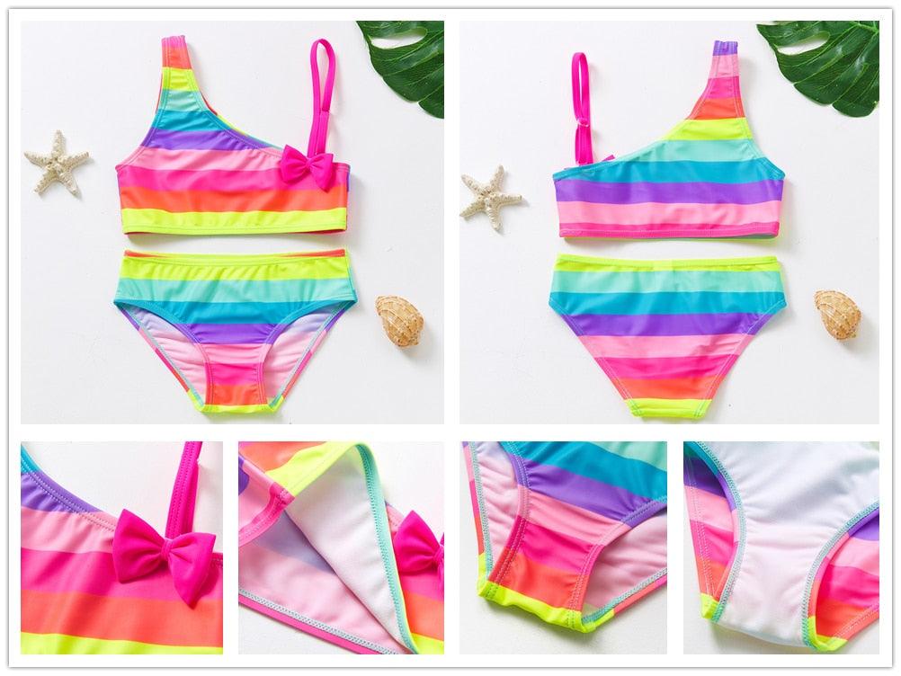 Girls Swimsuit High quality Girls swimwear Two pieces Kids Bikini Set Swimming Suit For Children Girls Swimsuit Flounce Bikini Set 2 Piece Swimwear Watermelon Ruffle Bathing Suits - Black Girl Golf