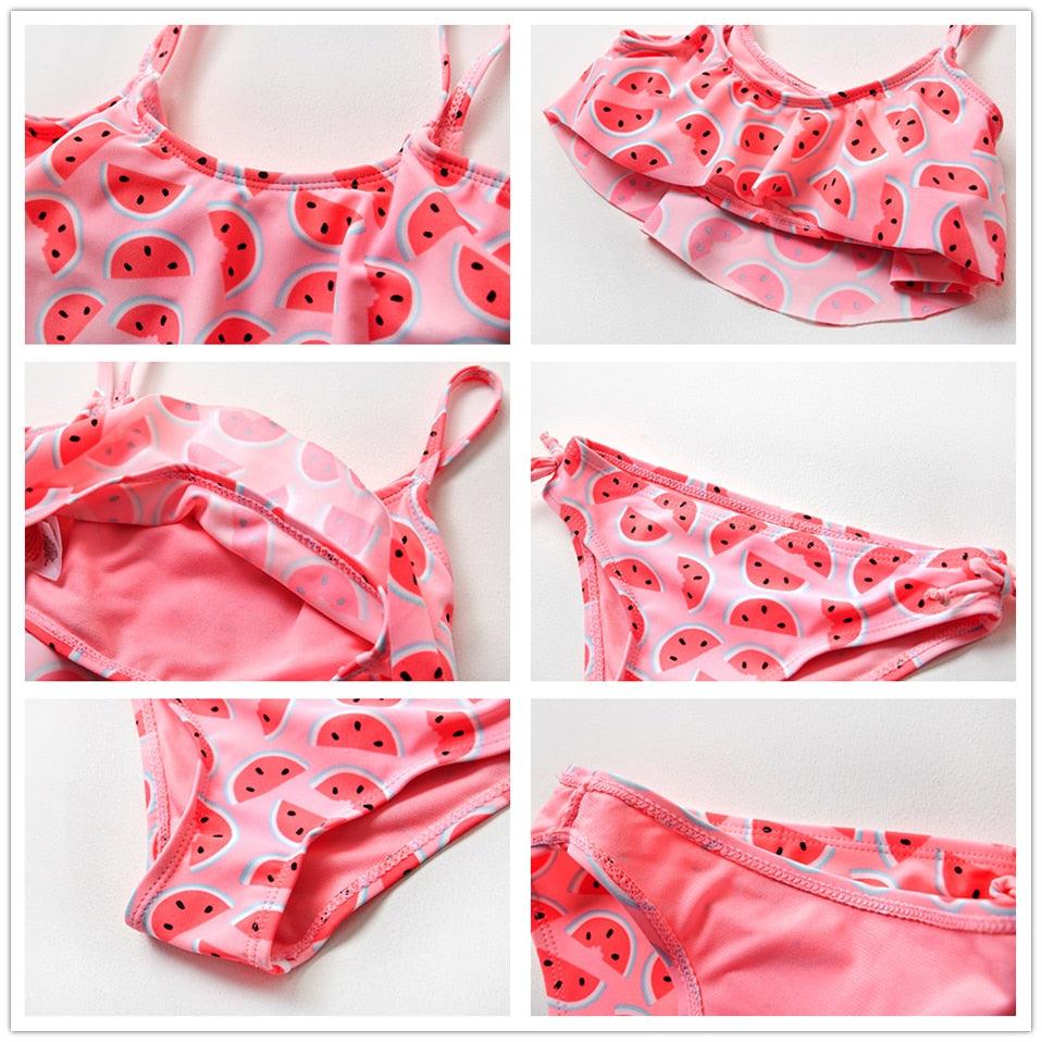 Girls Swimsuit Kids Swimwear Cute Print Kids Bikini Sets Girls Swimsuits Two Piece Bathing Suit Sets 3D Printed Swimwear Ruffle Style Children Swimwear Kids Beach Wear 2-16 Year - Black Girl Golf