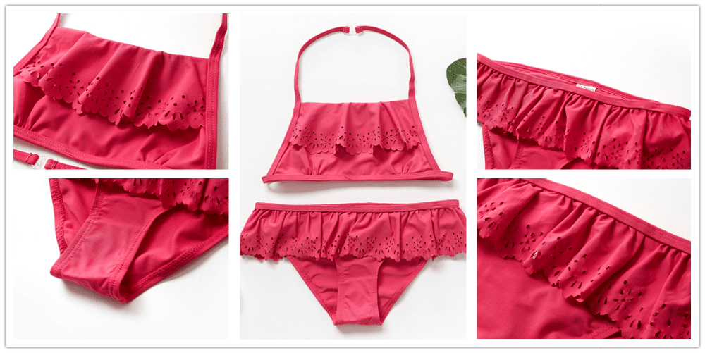 Girls Swimsuit Kids Swimwear Cute Print Kids Bikini Sets Girls Swimsuits Two Piece Bathing Suit Sets 3D Printed Swimwear Ruffle Style Children Swimwear Kids Beach Wear 2-16 Year - Black Girl Golf
