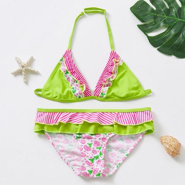 Girls Swimsuit Kids Swimwear Cute Print Kids Bikini Sets Girls Swimsuits Two Piece Bathing Suit Sets 3D Printed Swimwear Ruffle Style Children Swimwear Kids Beach Wear 2-16 Year - Black Girl Golf