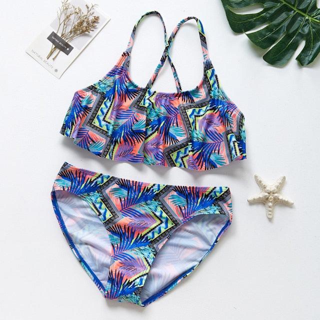 Girls Swimsuit Kids Swimwear Cute Print Kids Bikini Sets Girls Swimsuits Two Piece Bathing Suit Sets 3D Printed Swimwear Ruffle Style Children Swimwear Kids Beach Wear 2-16 Year - Black Girl Golf