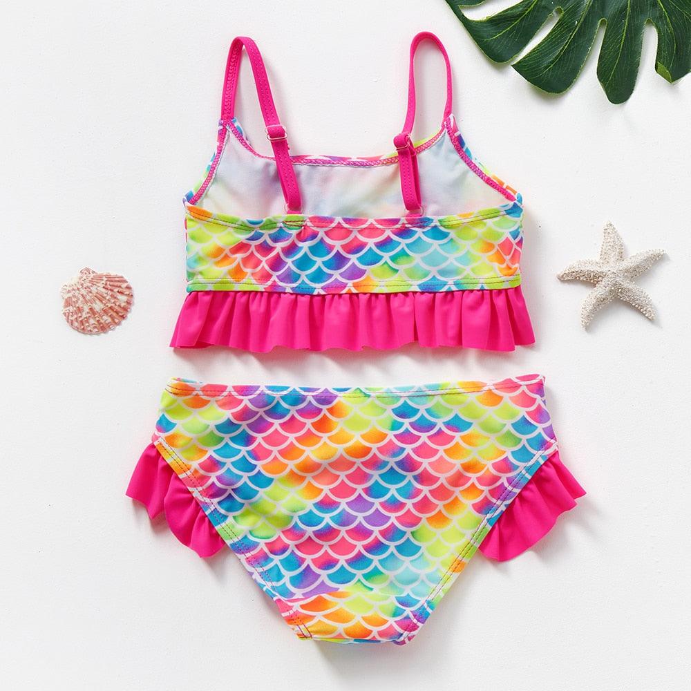 Girls Swimsuit Kids Swimwear Cute Print Kids Bikini Sets Girls Swimsuits Two Piece Bathing Suit Sets 3D Printed Swimwear Ruffle Style Children Swimwear Kids Beach Wear 2-16 Year - Black Girl Golf