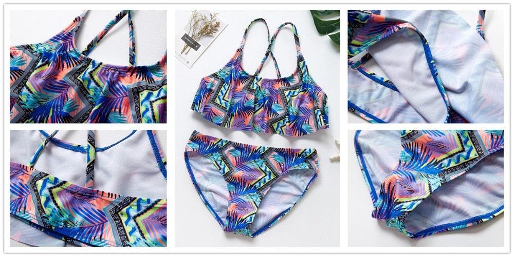 Girls Swimsuit Kids Swimwear Cute Print Kids Bikini Sets Girls Swimsuits Two Piece Bathing Suit Sets 3D Printed Swimwear Ruffle Style Children Swimwear Kids Beach Wear 2-16 Year - Black Girl Golf