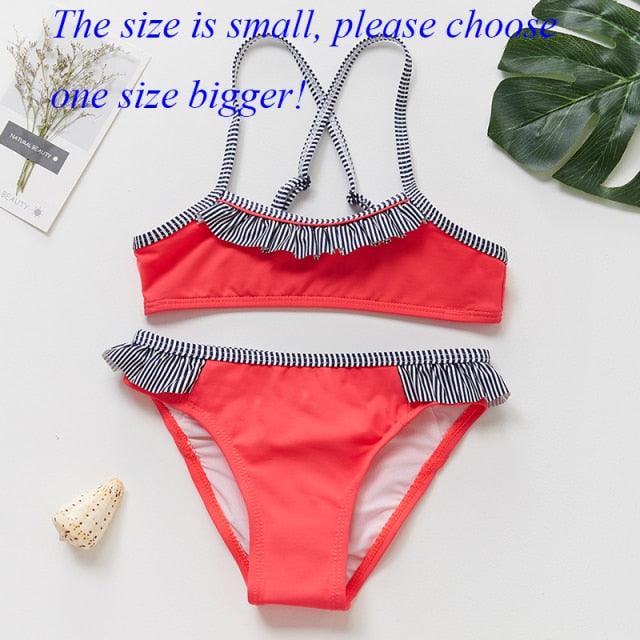 Girls Swimsuit Kids Swimwear Cute Print Kids Bikini Sets Girls Swimsuits Two Piece Bathing Suit Sets 3D Printed Swimwear Ruffle Style Children Swimwear Kids Beach Wear 2-16 Year - Black Girl Golf