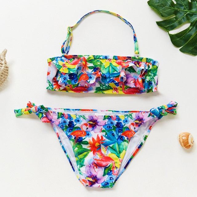 Girls Swimsuit Kids Swimwear Cute Print Kids Bikini Sets Girls Swimsuits Two Piece Bathing Suit Sets 3D Printed Swimwear Ruffle Style Children Swimwear Kids Beach Wear 2-16 Year - Black Girl Golf