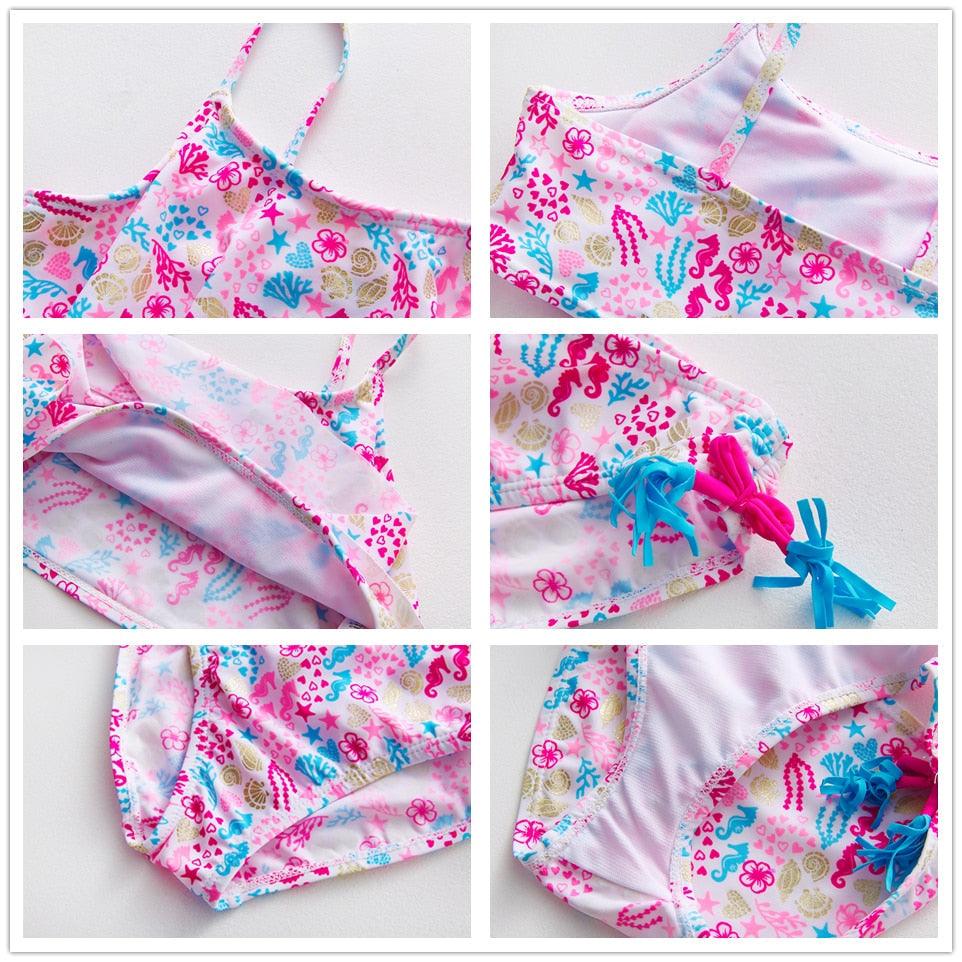 Girls Swimsuit Kids Swimwear Cute Print Kids Bikini Sets Girls Swimsuits Two Piece Bathing Suit Sets 3D Printed Swimwear Ruffle Style Children Swimwear Kids Beach Wear 2-16 Year - Black Girl Golf