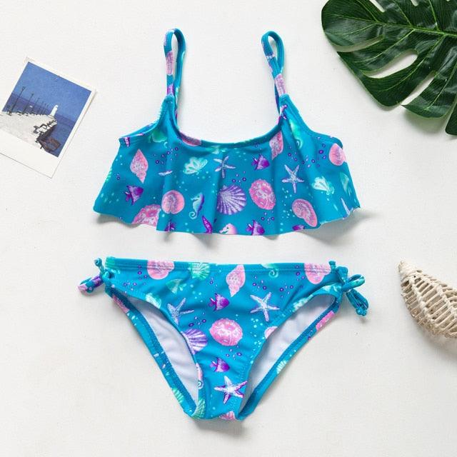 Girls Swimsuit Kids Swimwear Cute Print Kids Bikini Sets Girls Swimsuits Two Piece Bathing Suit Sets 3D Printed Swimwear Ruffle Style Children Swimwear Kids Beach Wear 2-16 Year - Black Girl Golf