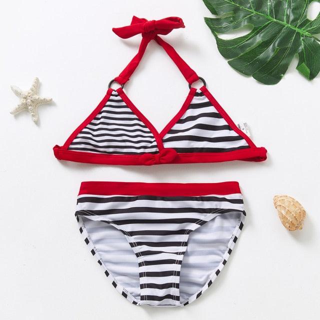 Girls Swimsuit Kids Swimwear Cute Print Kids Bikini Sets Girls Swimsuits Two Piece Bathing Suit Sets 3D Printed Swimwear Ruffle Style Children Swimwear Kids Beach Wear 2-16 Year - Black Girl Golf
