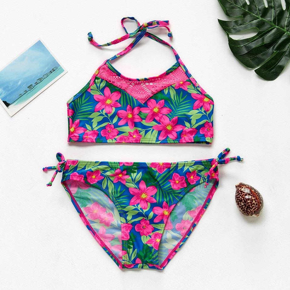 Girls Swimsuit Kids Swimwear Cute Print Kids Bikini Sets Girls Swimsuits Two Piece Bathing Suit Sets 3D Printed Swimwear Ruffle Style Children Swimwear Kids Beach Wear 2-16 Year - Black Girl Golf