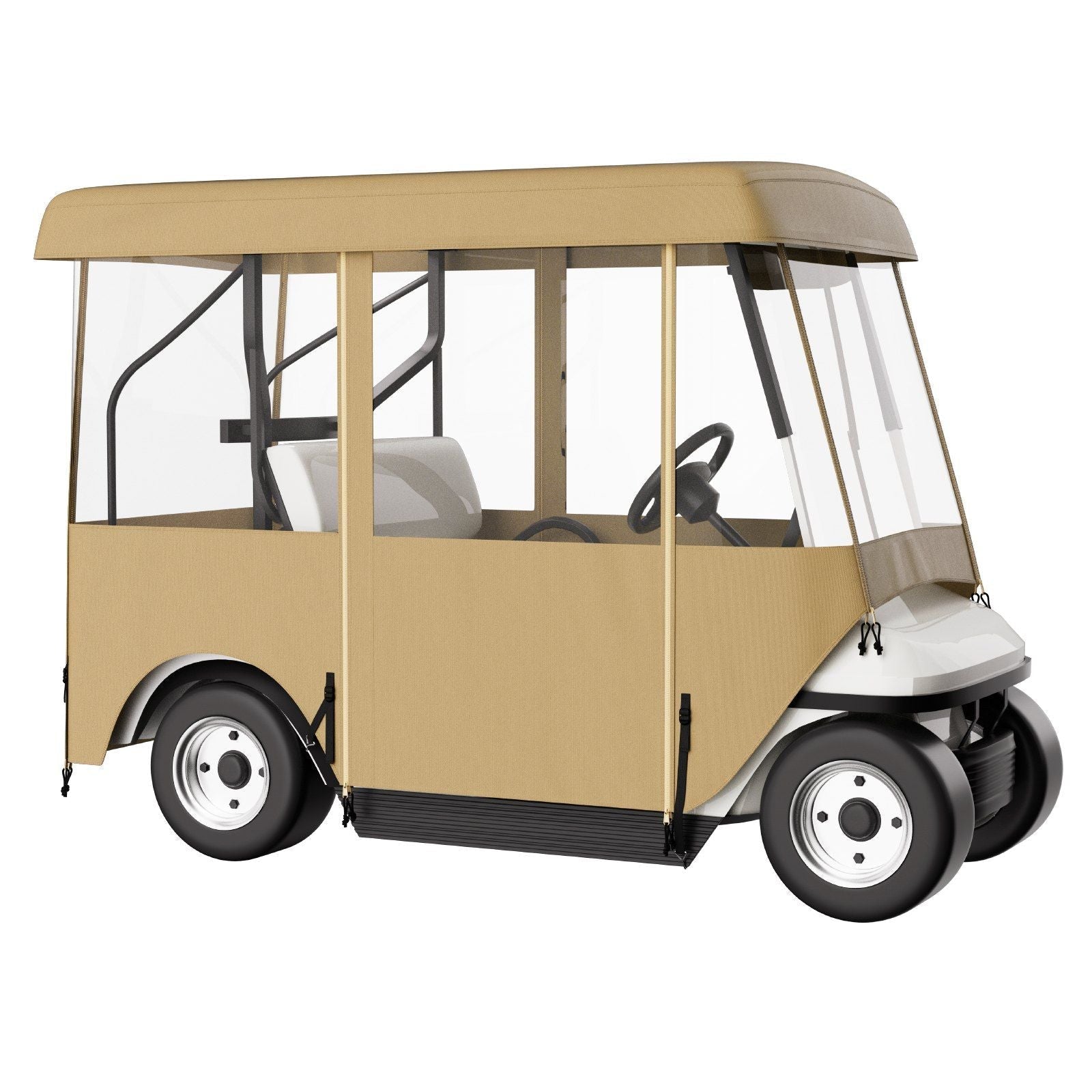 Golf Cart Enclosure, 4-Person Golf Cart Cover, 4-Sided Fairway Deluxe, 300D Waterproof Driving Enclosure with Transparent Windows, Fit for EZGO, Club Car, Yamaha Cart (Roof Up to 78.7''L) - Black Girl Golf