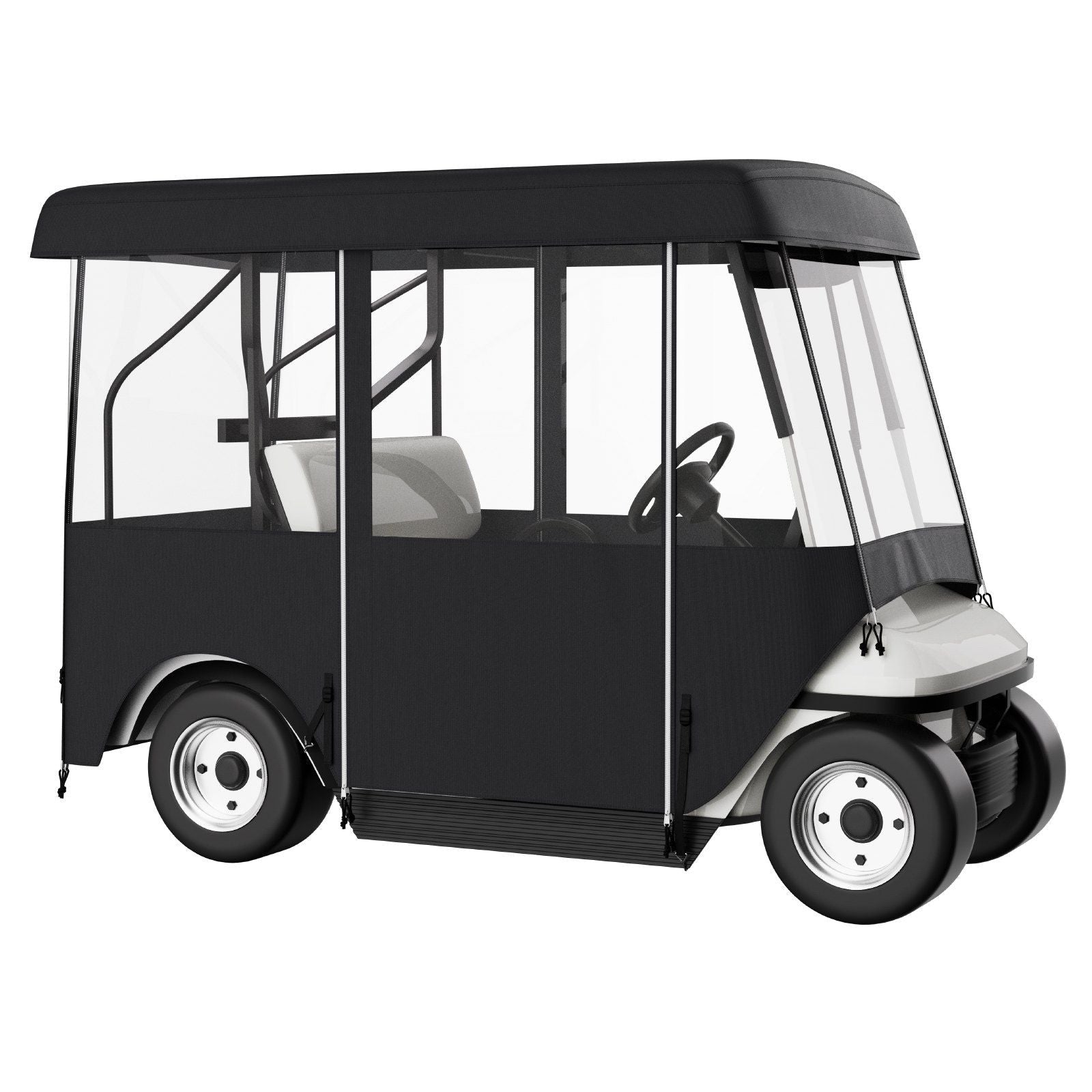 Golf Cart Enclosure, 4-Person Golf Cart Cover, 4-Sided Fairway Deluxe, 300D Waterproof Driving Enclosure with Transparent Windows, Fit for EZGO, Club Car, Yamaha Cart (Roof Up to 78.7''L) - Black Girl Golf