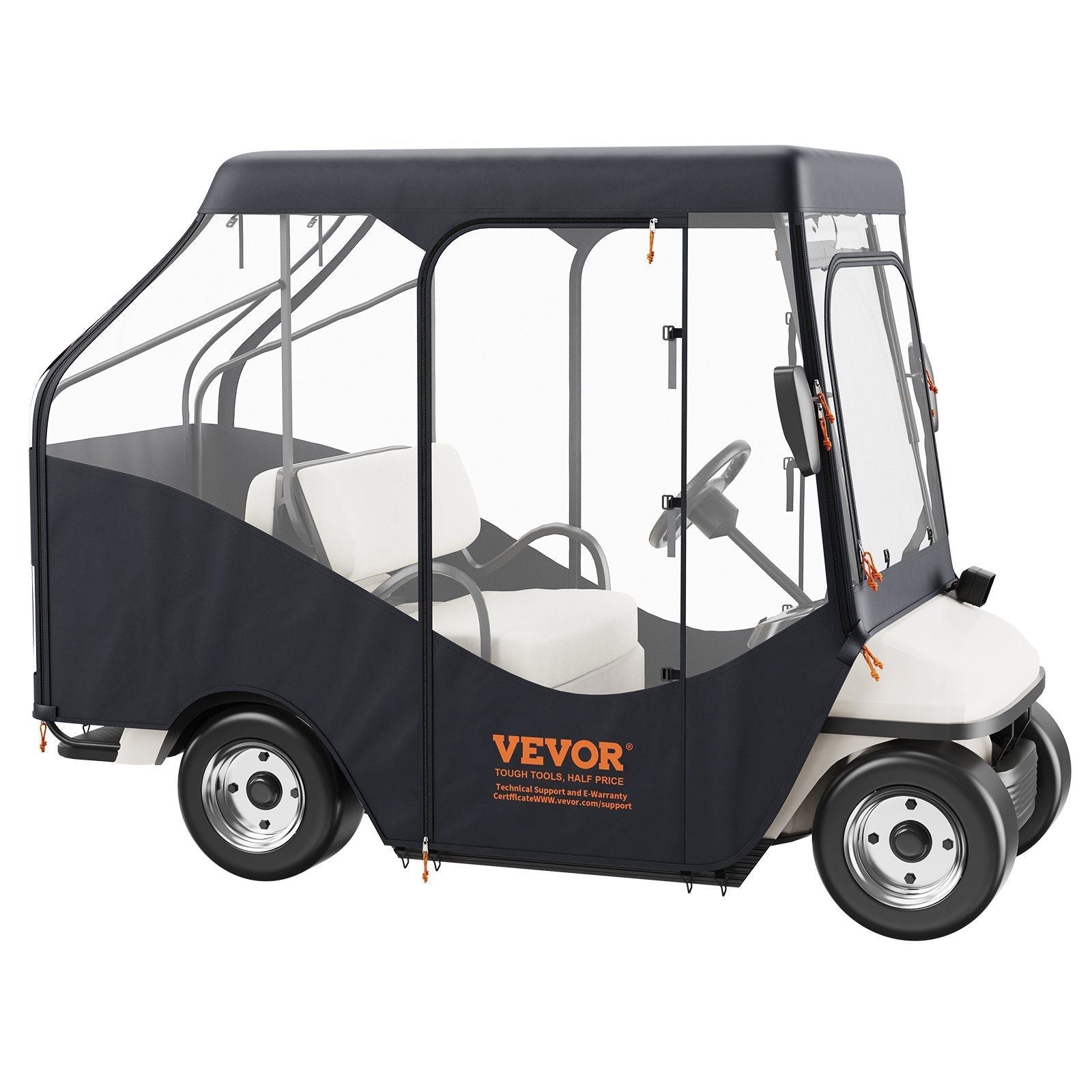 Golf Cart Enclosure, 420D Polyester Driving Enclosure with 4-Sided Transparent Windows, 4 Passenger Club Car Covers Universal Fits for Most Brand Carts, Sunproof and Dustproof Outdoor Cart Cover - Black Girl Golf