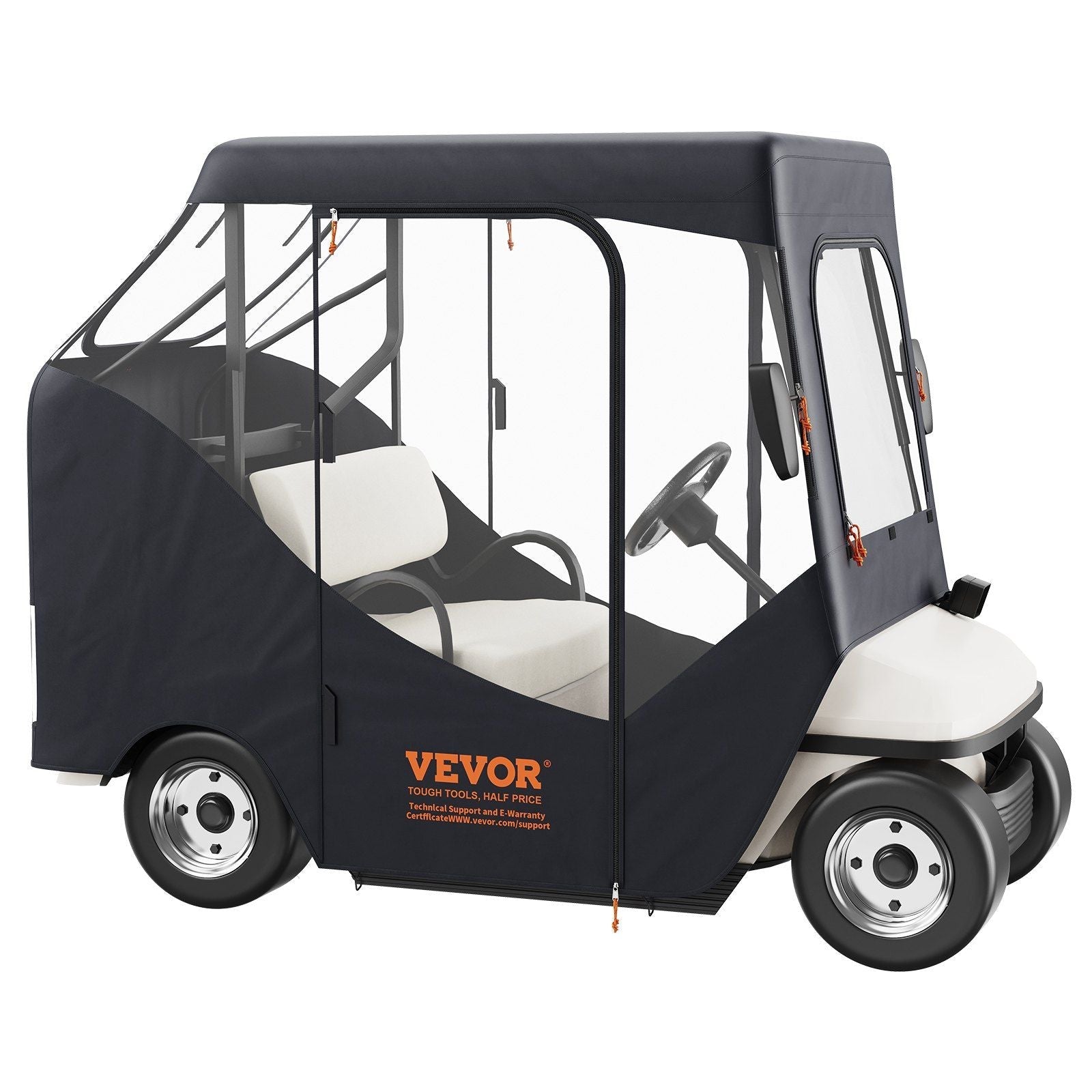 Golf Cart Enclosure, 600D Polyester Driving Enclosure with 4-Sided Transparent Windows, 2 Passenger Club Car Covers Universal Fits for Most Brand Carts, Sunproof and Dustproof Outdoor Cart Cover - Black Girl Golf