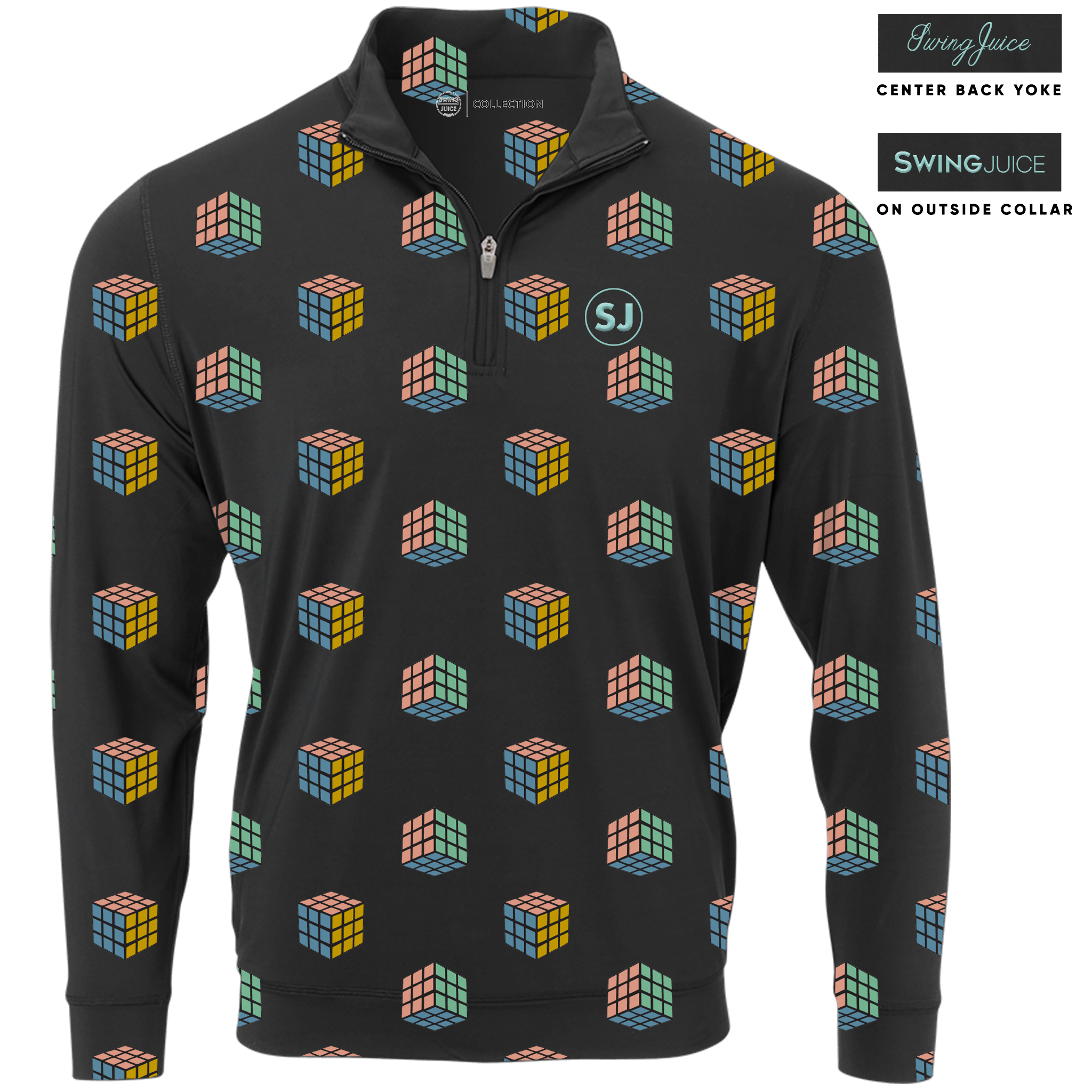Golf Gamescape Men's Quarter Zip - Final Sale - Black Girl Golf