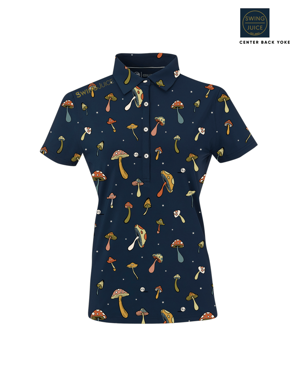 Golf Magic Mushrooms Women's Polo - Black Girl Golf