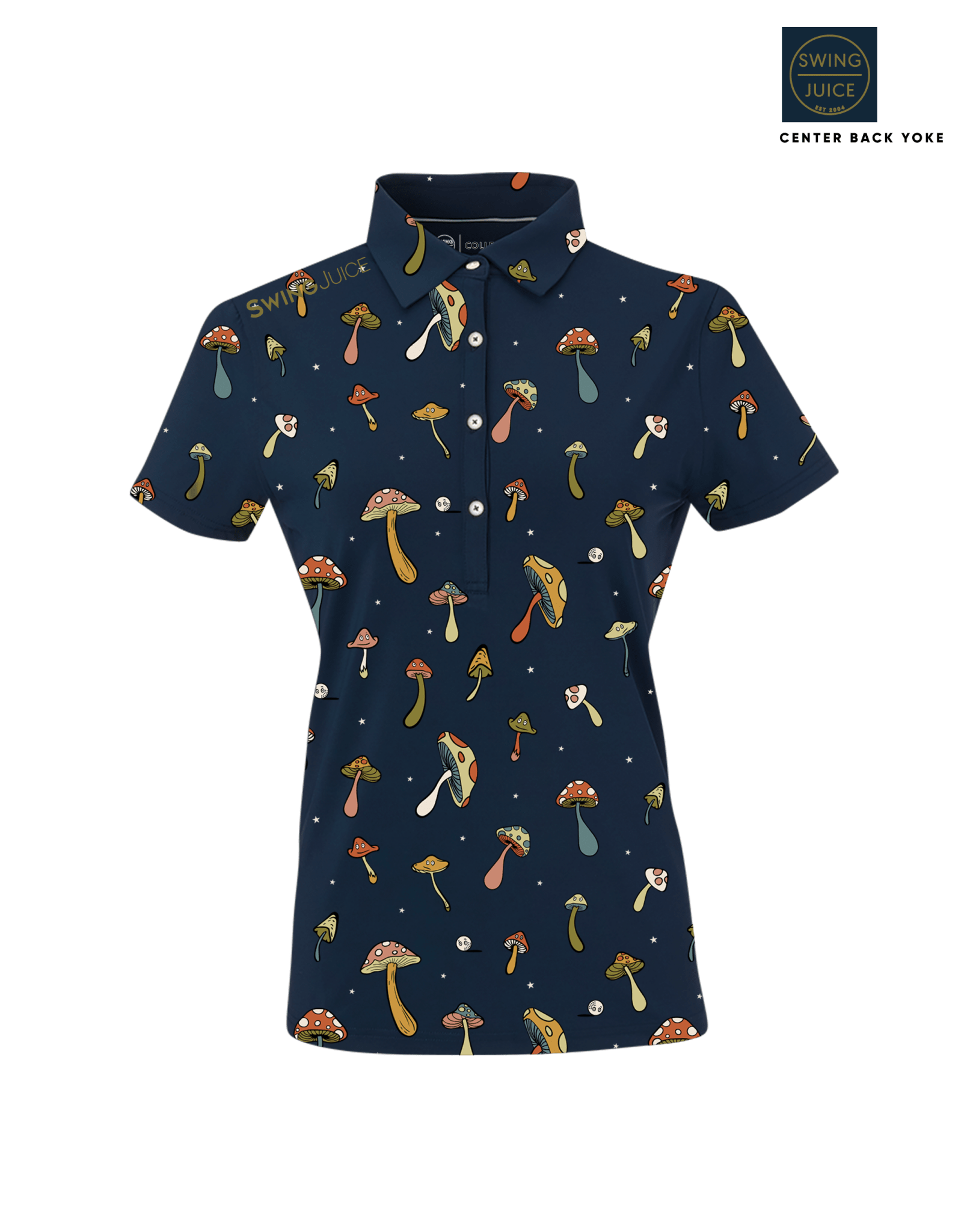 Golf Magic Mushrooms Women's Polo - Black Girl Golf