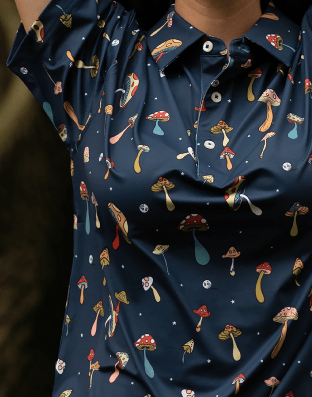 Golf Magic Mushrooms Women's Polo - Black Girl Golf
