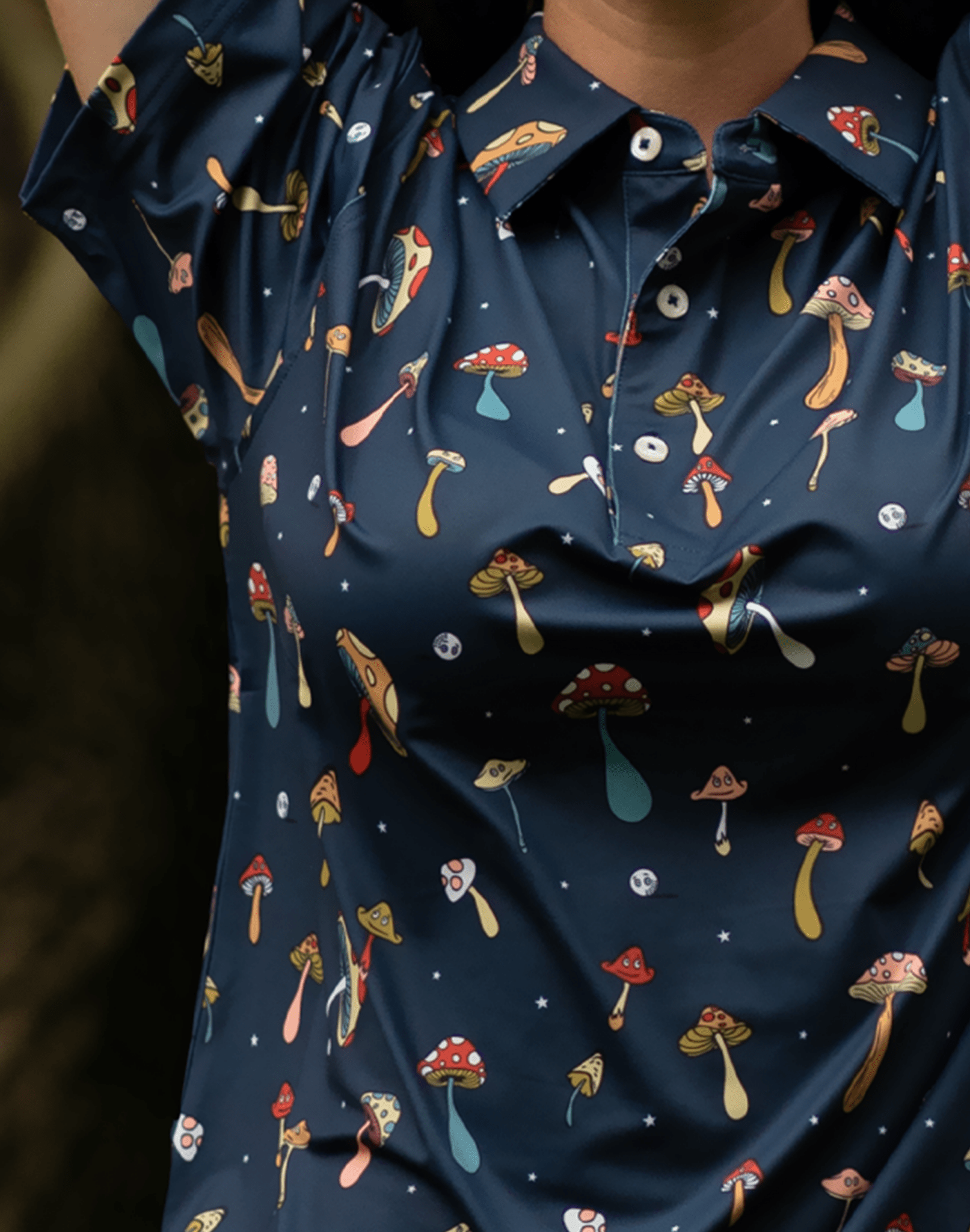 Golf Magic Mushrooms Women's Polo - Black Girl Golf