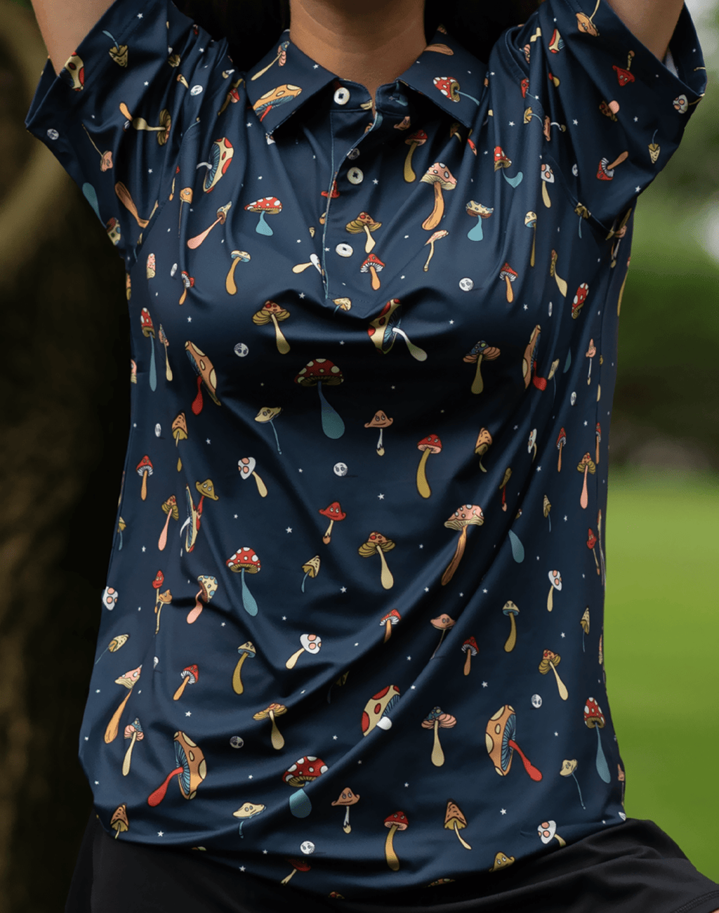 Golf Magic Mushrooms Women's Polo - Black Girl Golf
