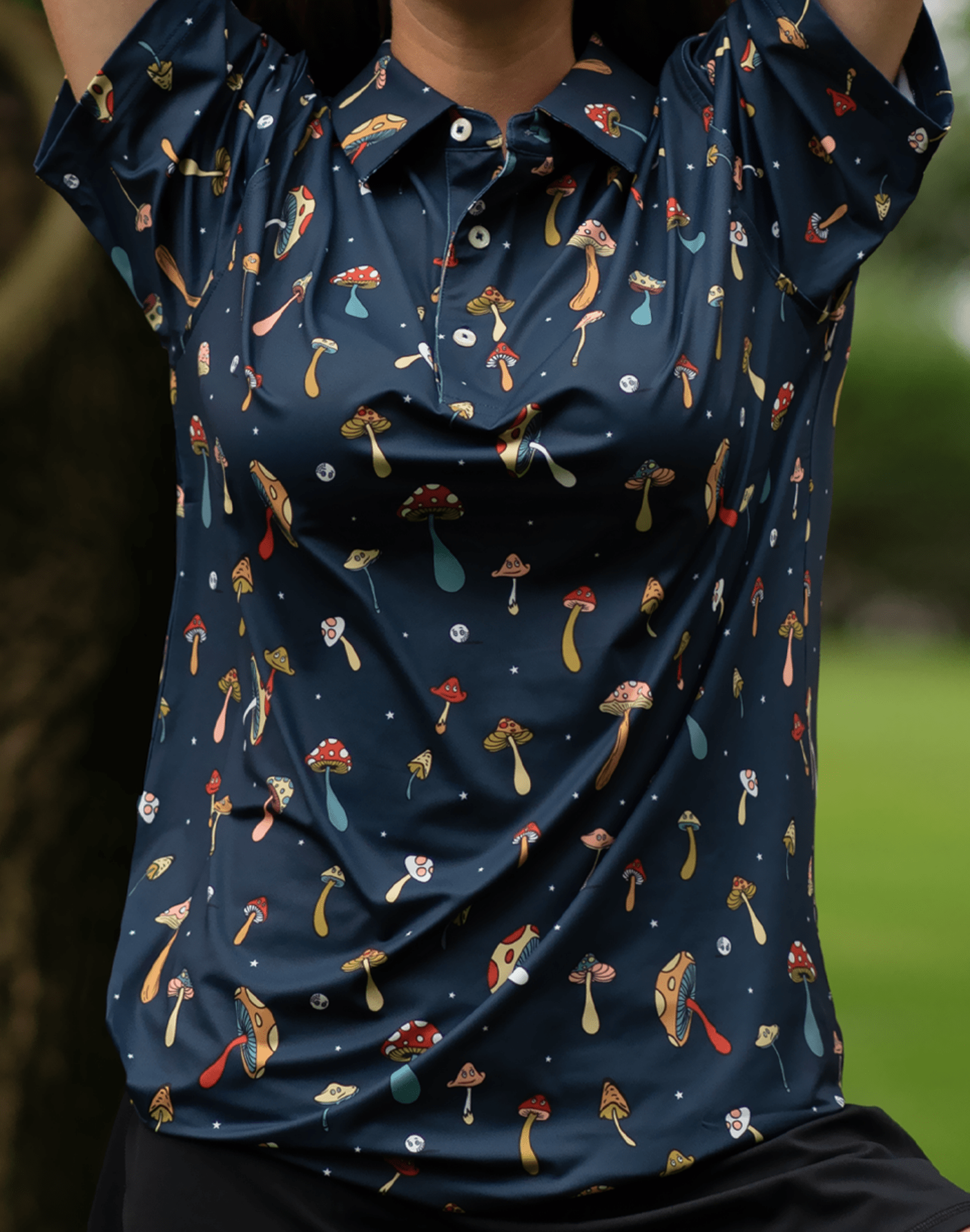 Golf Magic Mushrooms Women's Polo - Black Girl Golf