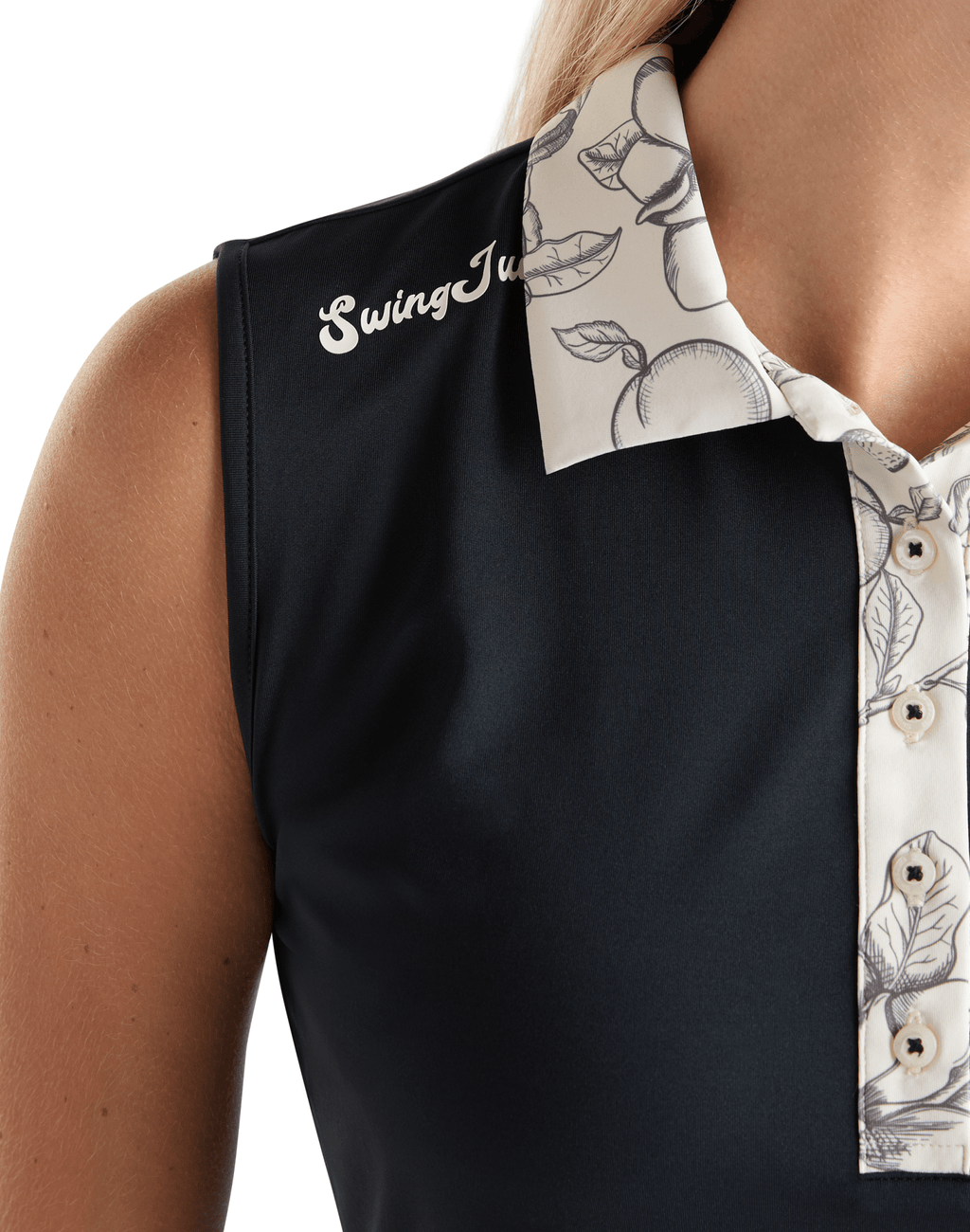 Golf Magnolia Toile Women's Sleeveless Polo - Black Girl Golf