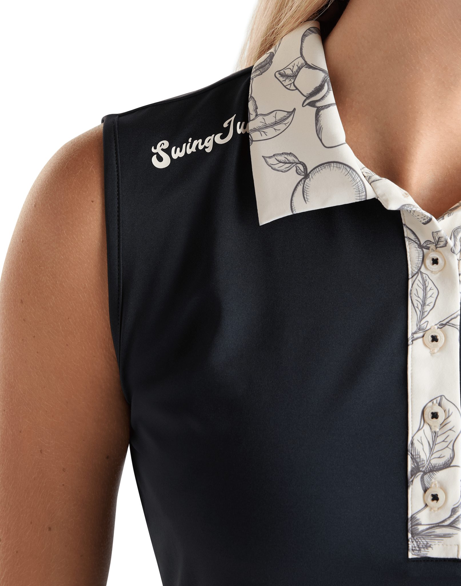 Golf Magnolia Toile Women's Sleeveless Polo - Black Girl Golf