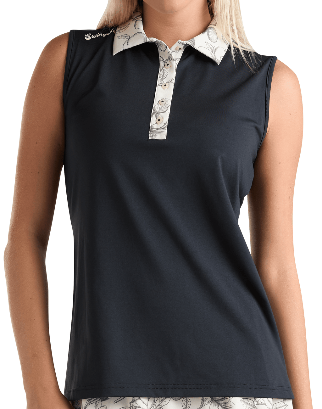 Golf Magnolia Toile Women's Sleeveless Polo - Black Girl Golf