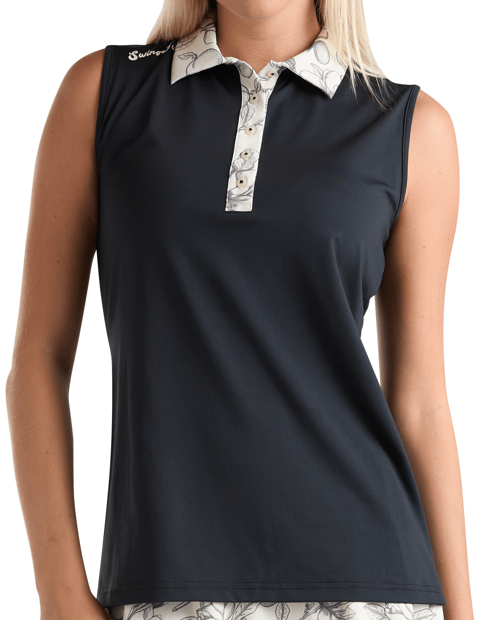 Golf Magnolia Toile Women's Sleeveless Polo - Black Girl Golf