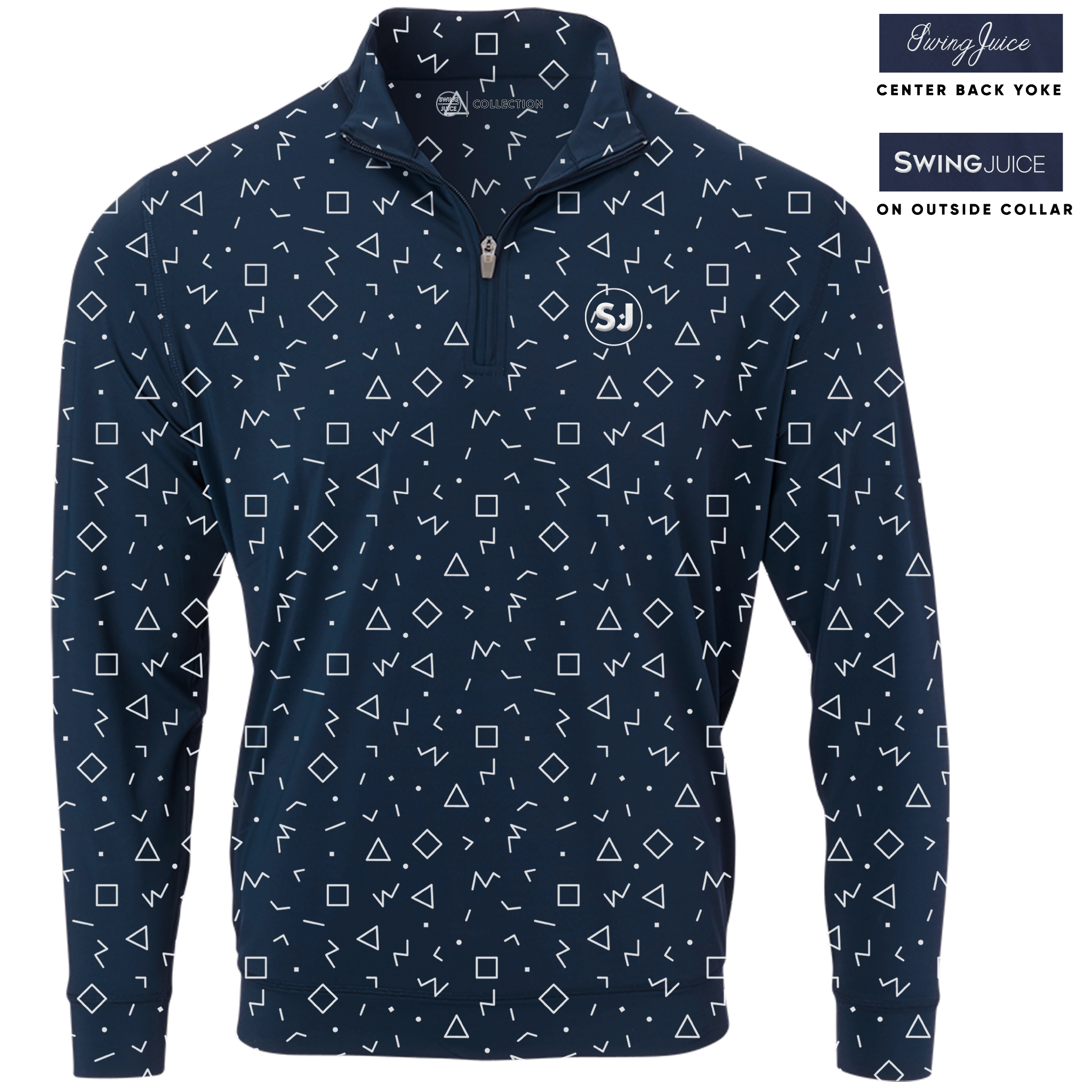 Golf Memphis Geometric Men's Quarter Zip - Black Girl Golf