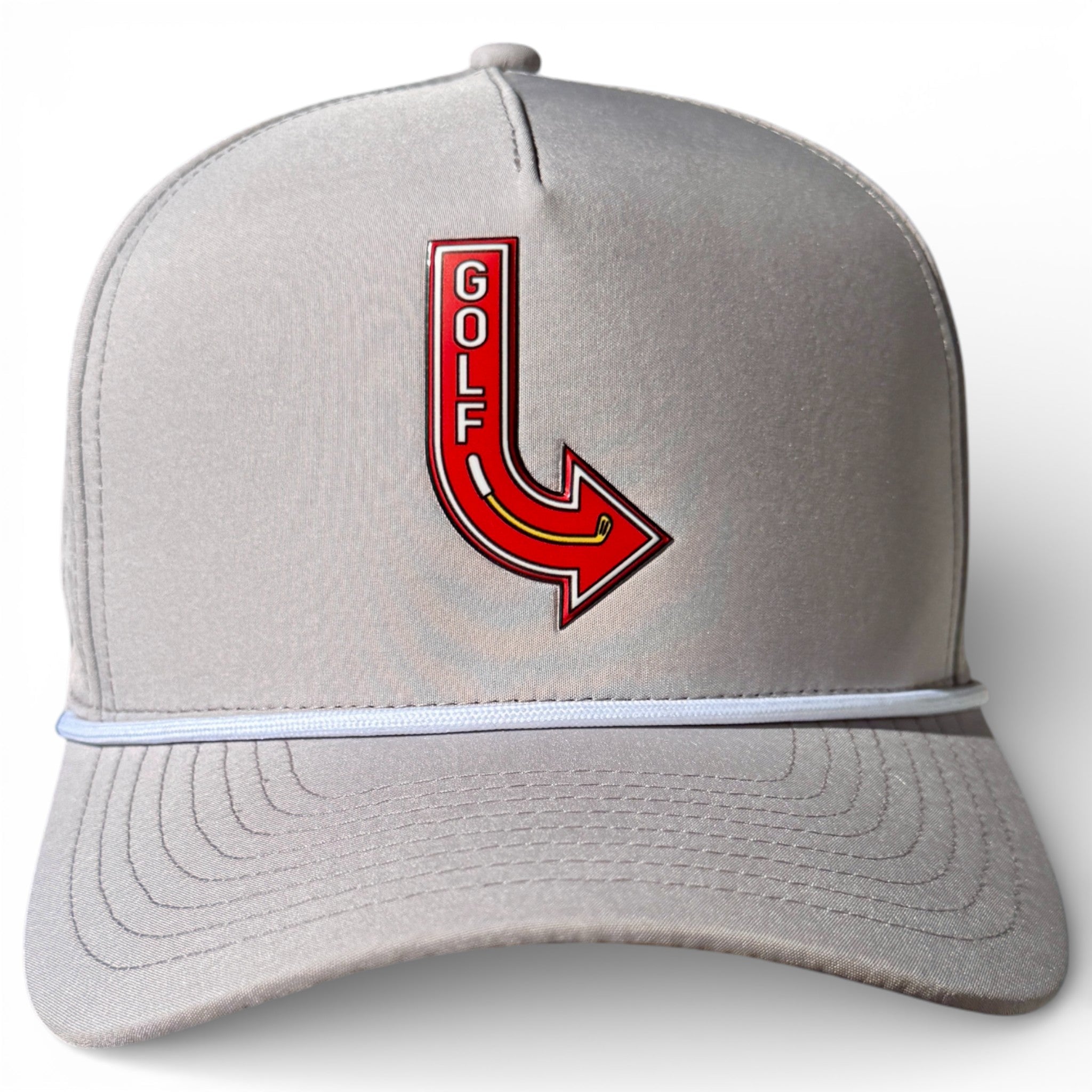 Golf Neon Arrow Sign Golf Hat | Snapback Cap | Built - in Magnetic Ball Marker Holder + Marker Included | Adjustable Light Gray - Black Girl Golf