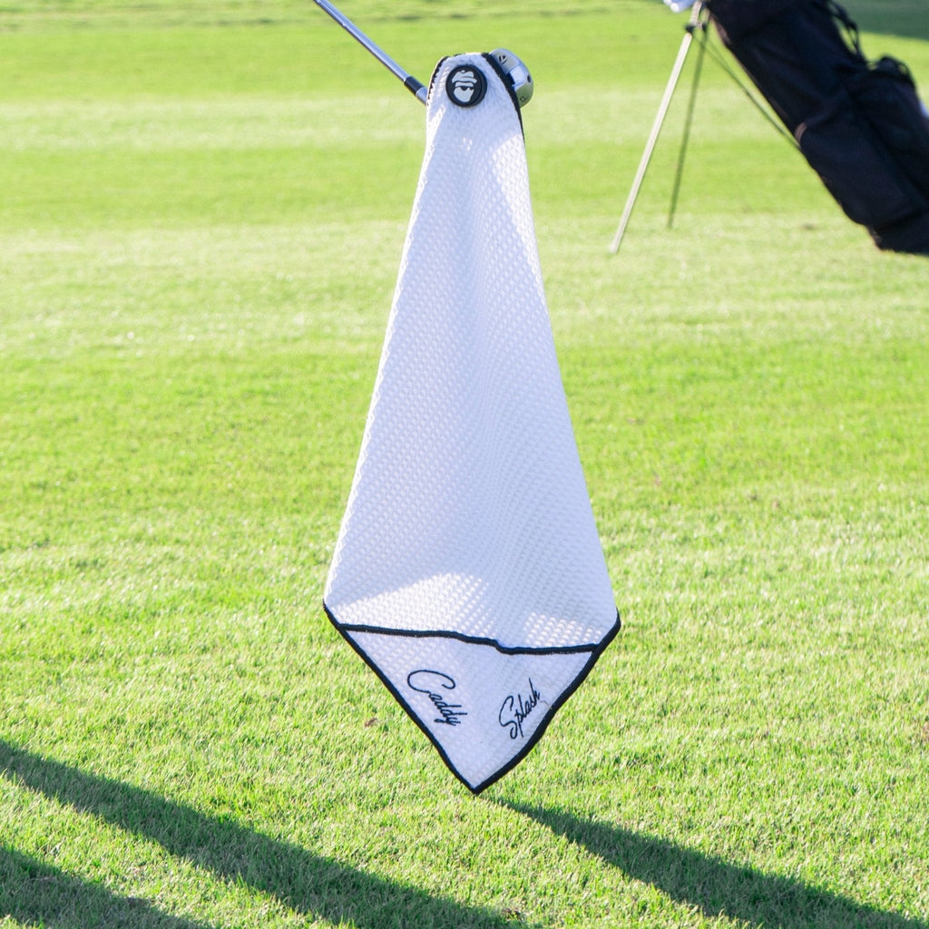 Golf Pocket Mag Towel - White & Ice White Golf Club Water Brush Pro Bundle - Black Girl Golf