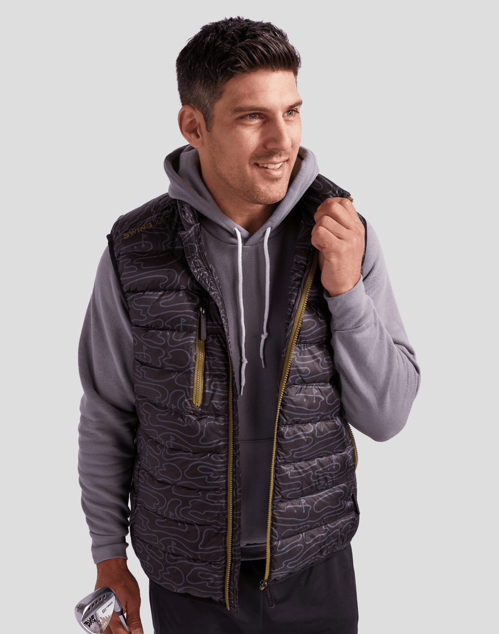 Golf Rhythmic Lines Unisex Packable Puffer Vest - Black Girl Golf