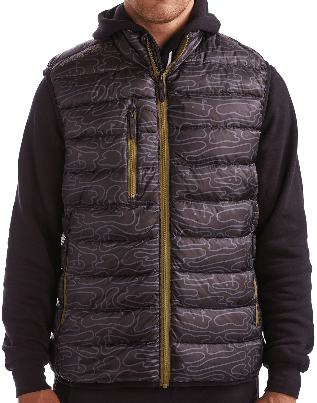 Golf Rhythmic Lines Unisex Packable Puffer Vest - Black Girl Golf