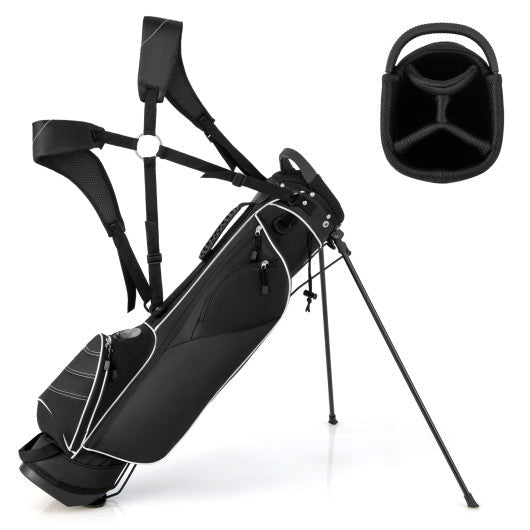 Golf Stand Cart Bag with 4 Way Divider Carry Organizer Pockets-Black - Black Girl Golf